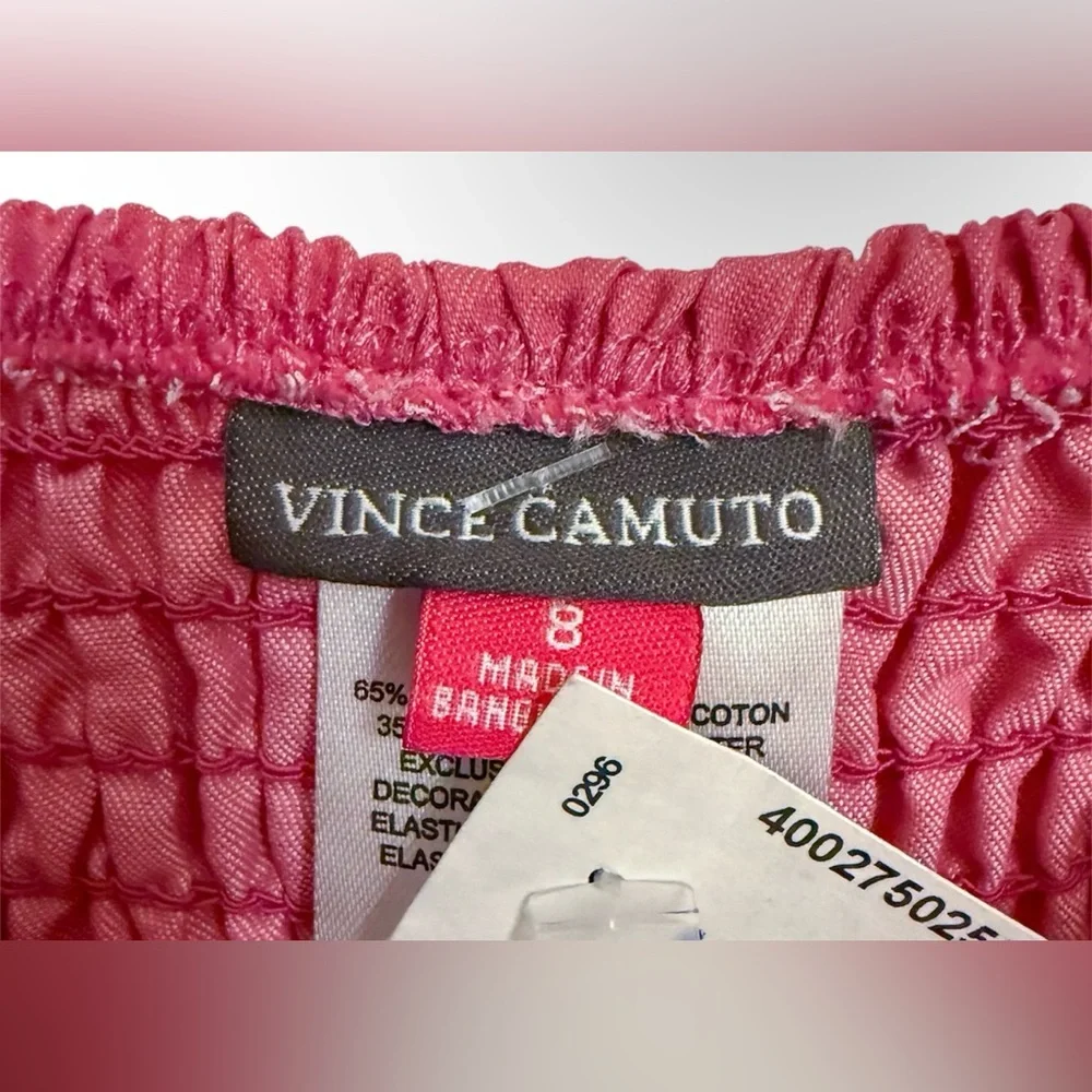 Vince Camuto Girls Pink Ruffle Romper‎ Size 8 Yellow Trim NWT Cute Summer